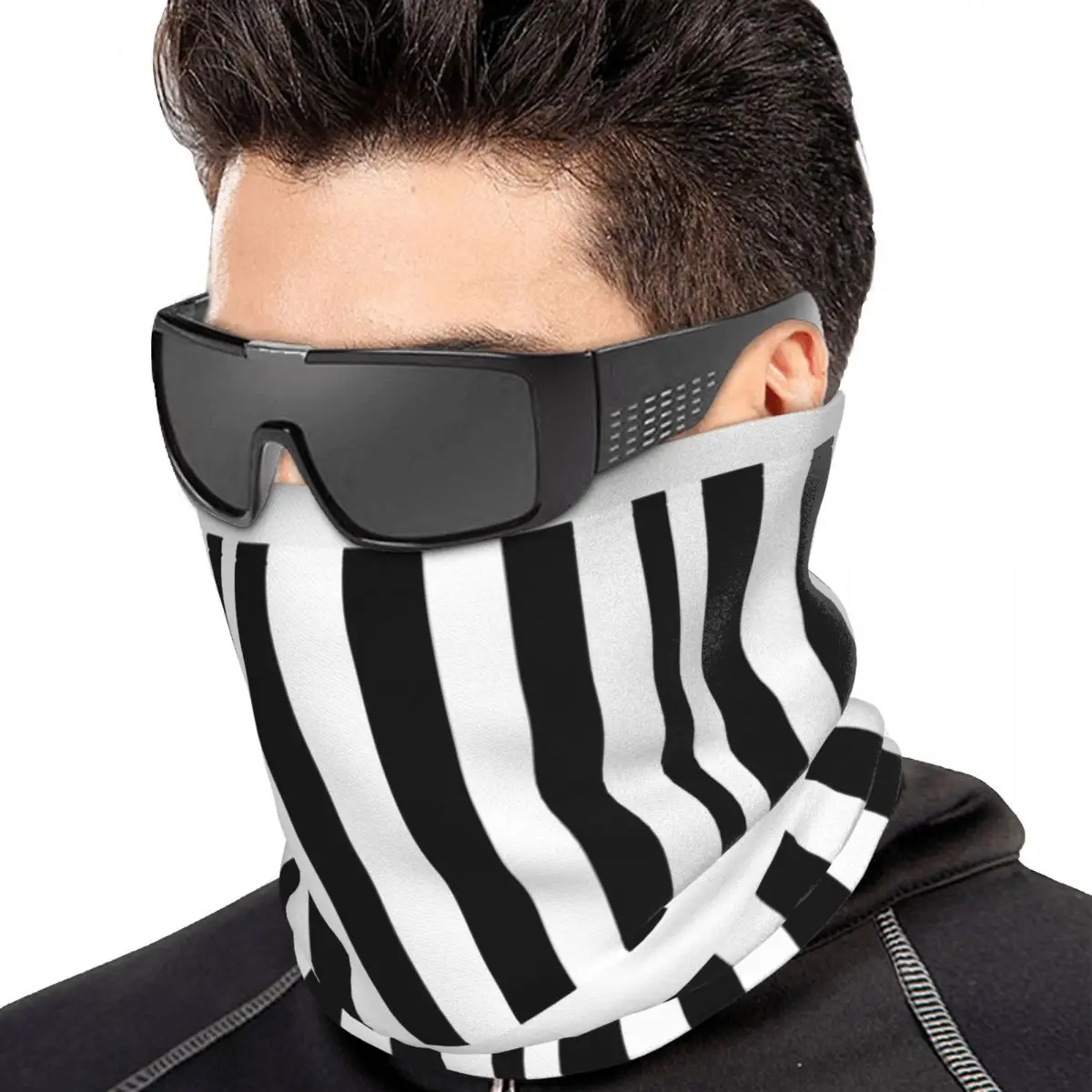 Vertical Black And White Stripes Bandana Neck Cover Printed Face Scarf Hiking Fishing Cycling Scarf Men Women Adult All Season