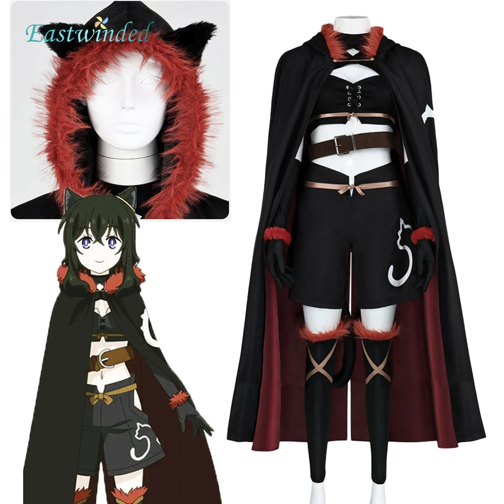 Anime Reincarnated To A Sword Fran Cosplay Costume Black Cat Cloak Clothing Outfits Roleplay Uniform Halloween Carnival Party