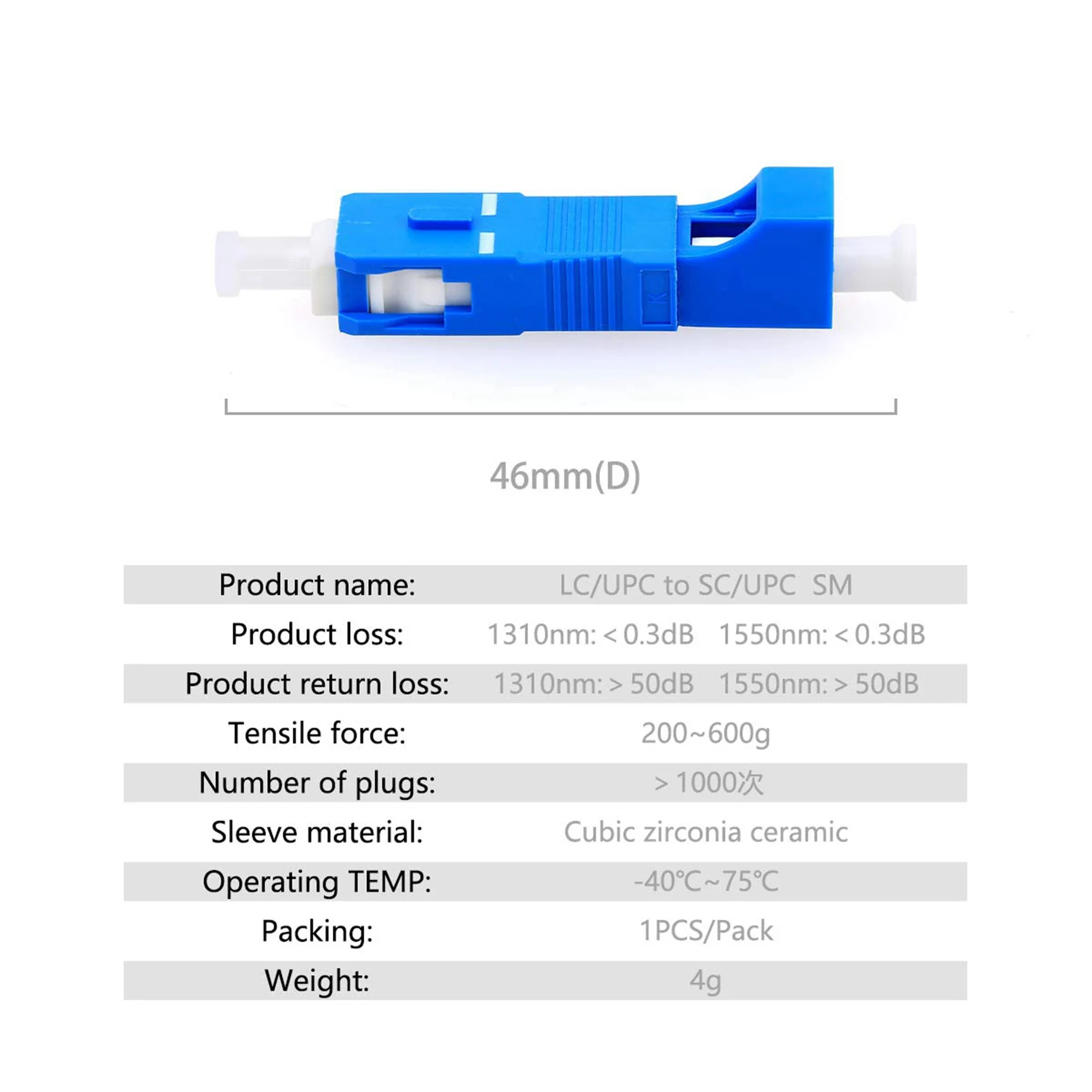 N84R 2X Optical Equipment Tool LC Female To SC Male Hybrid Flange Singlemode 9/125 SM Optical Fiber Adapter Connector