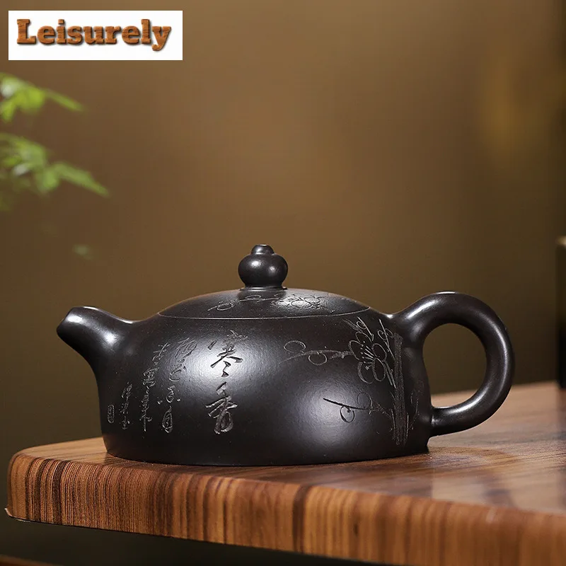 210ml  Yixing Purple Clay Teapot Handmade Plum Blossom Half Moon Pot Raw Ore Dahongpao Reducing Roasting Mud Kettle Zisha Teaset