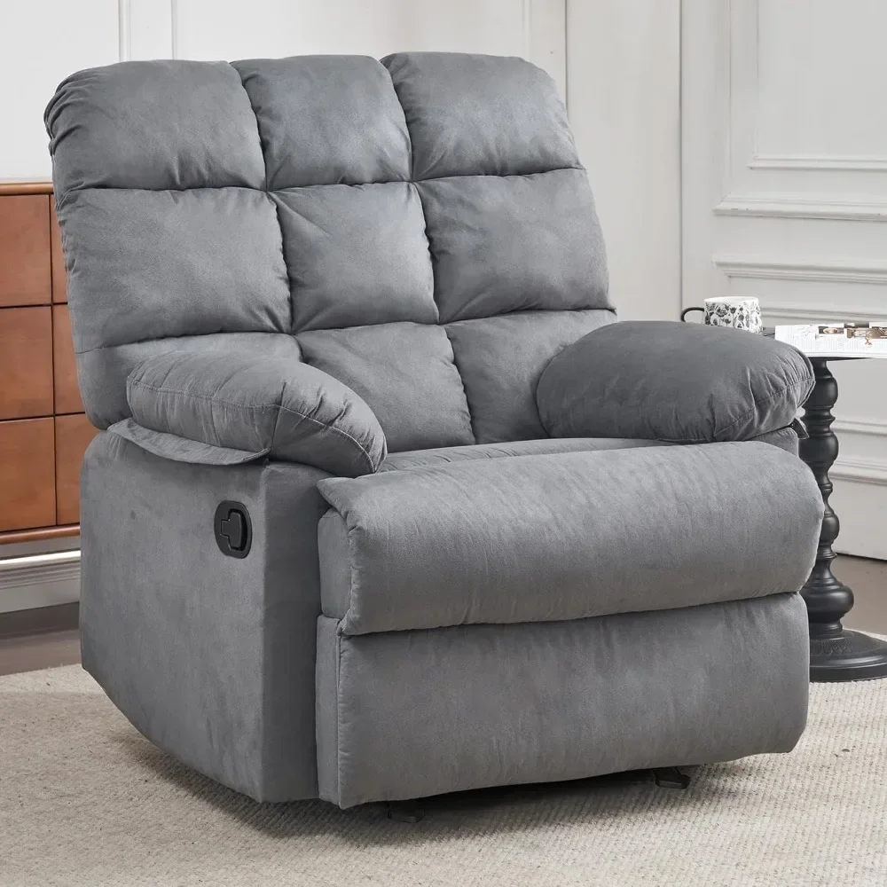 

Rocker Recliner Chair, Overstuffed Manual Rocking Recliner for Adults, Plush Fabric Living Room Recliner with Comfortable Paddin