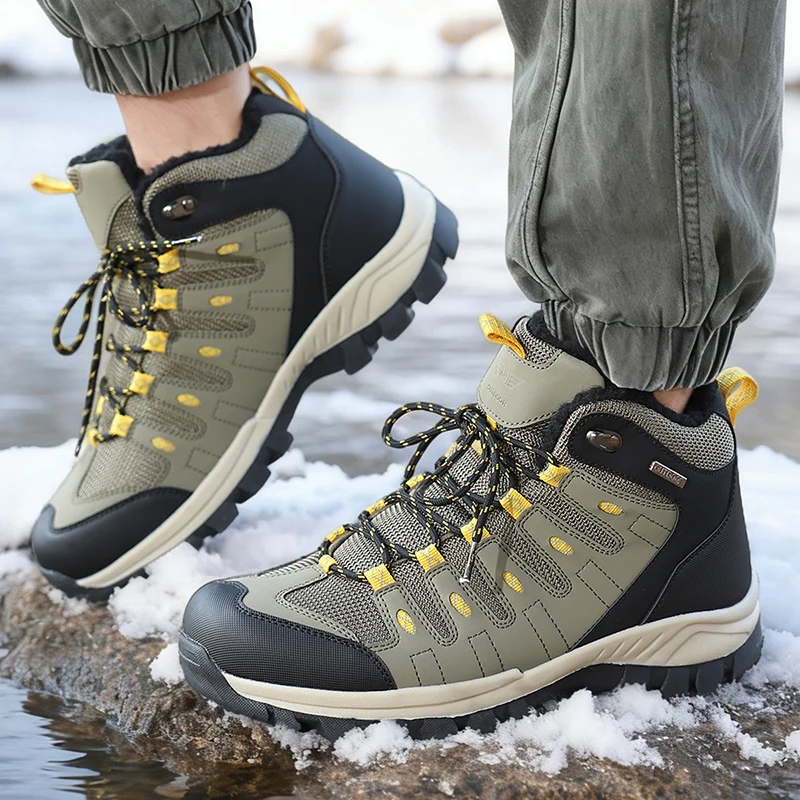 Winter Men's Boots Warm Plush Men's Snow Boots High Quality Winter Non-Slip Sneakers Outdoor Men's Hiking Ankle Boots Work Shoes view 5