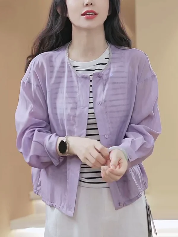 

Ladies' Faionable Linen Sun Protection Jaet Breathable Summer New Sle Versatile Air Conditioning irt Casual Commute S...