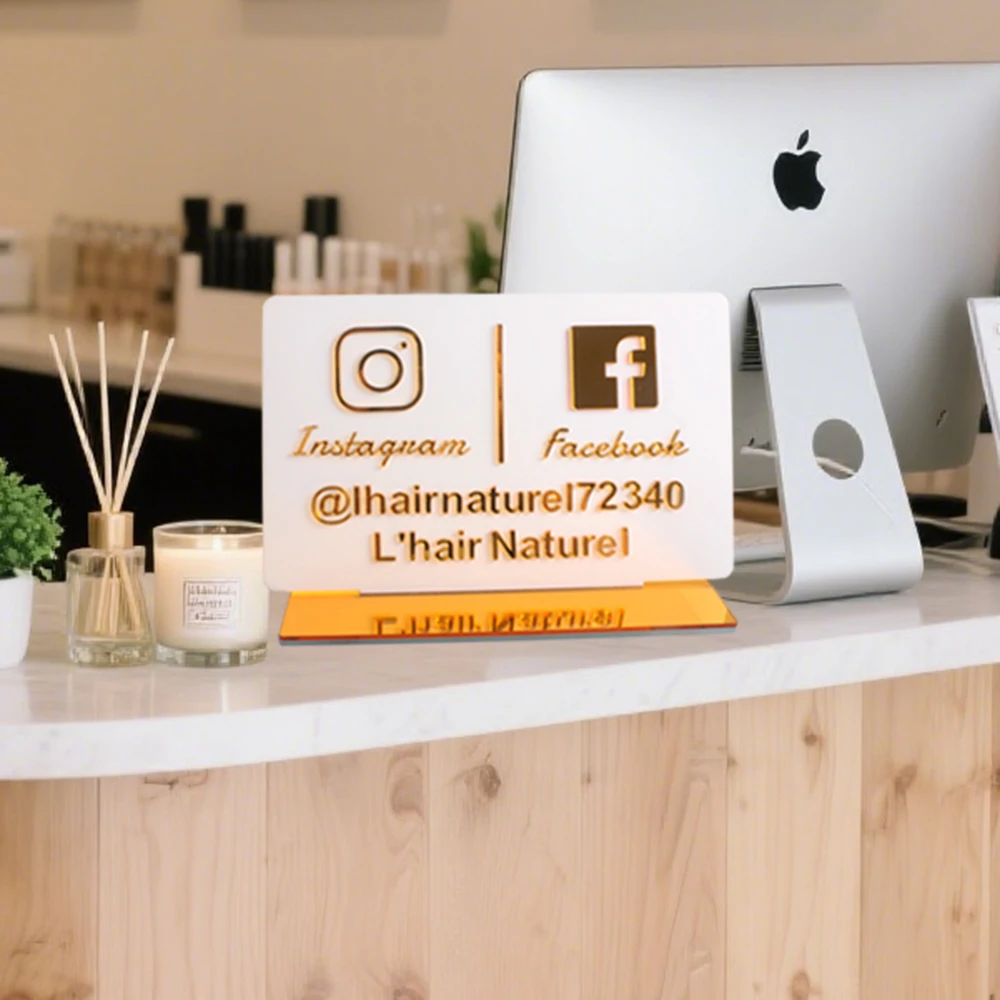 شخصية مخصصة 3D Instagram Facebook Snapchat الجدول تسجيل متجر الشركة شعار اسم المتجر تسجيل مرآة مخصصة الاكريليك #3