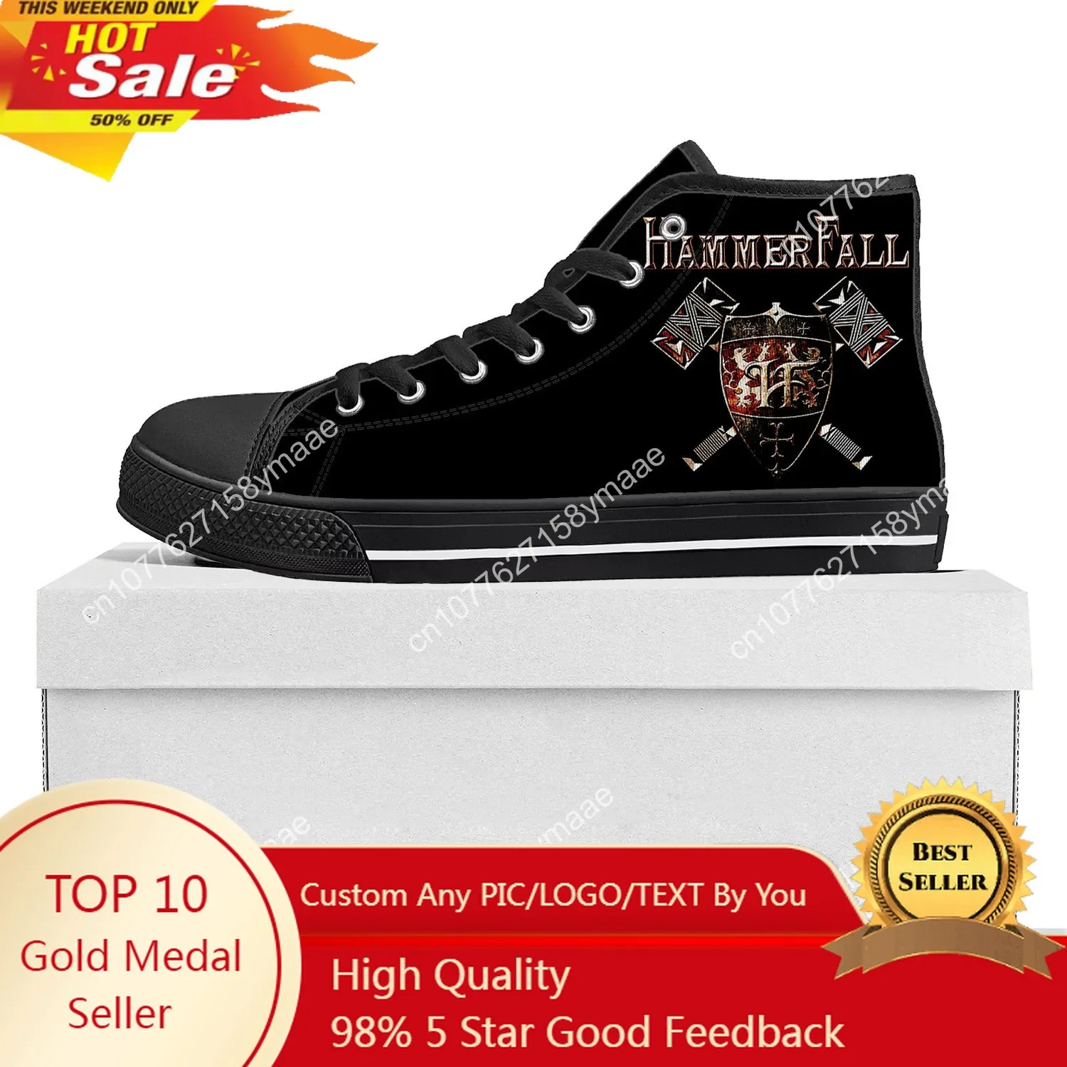 

HammerFall Band High Top High Quality Sneakers Mens Womens Teenager Canvas Sneaker Casual Custom Made Shoes Customize DIY Shoe