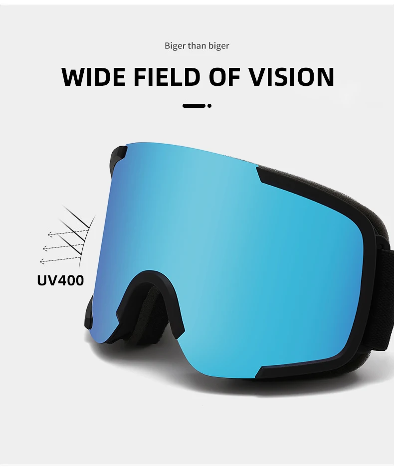 新しいスキーゴーグル男性女性二重層防曇ビッグスキーマスク UV400 メガネ保護スキー冬雪スノーボードゴーグル