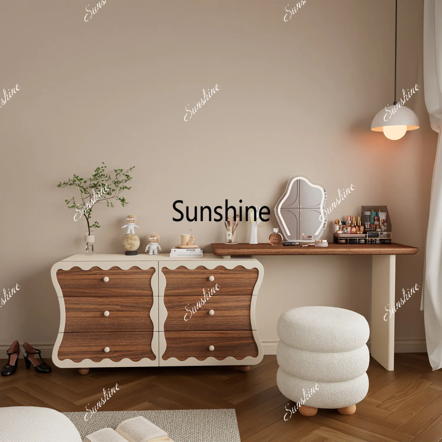 

Makeup table, dresser, chest, integrated medium and ancient style small apartment storage