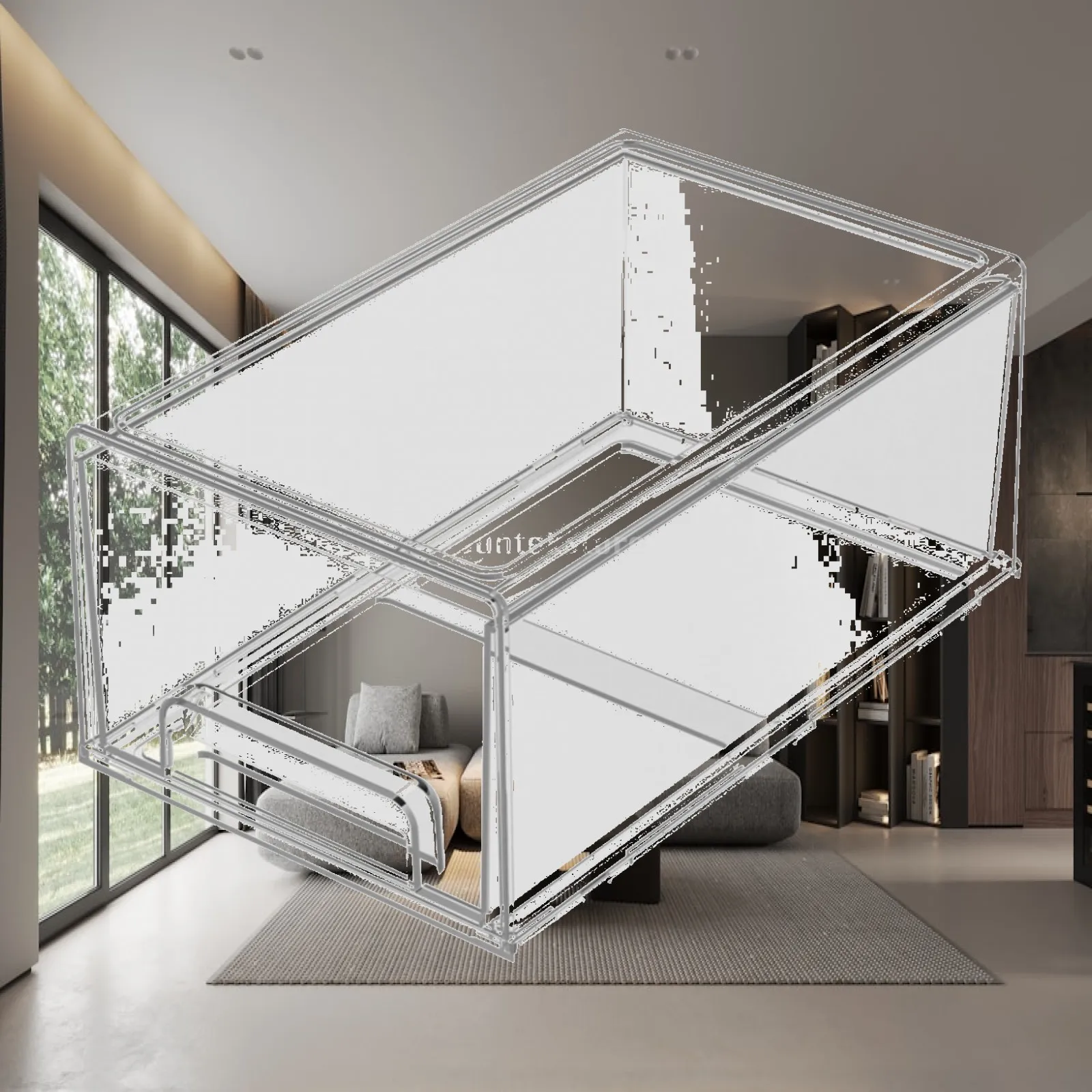 Stackable Storage Drawer Transparent Box Cabinet Large Plastic Organizer for Jewelry Makeup Craft Clothing Bedroom