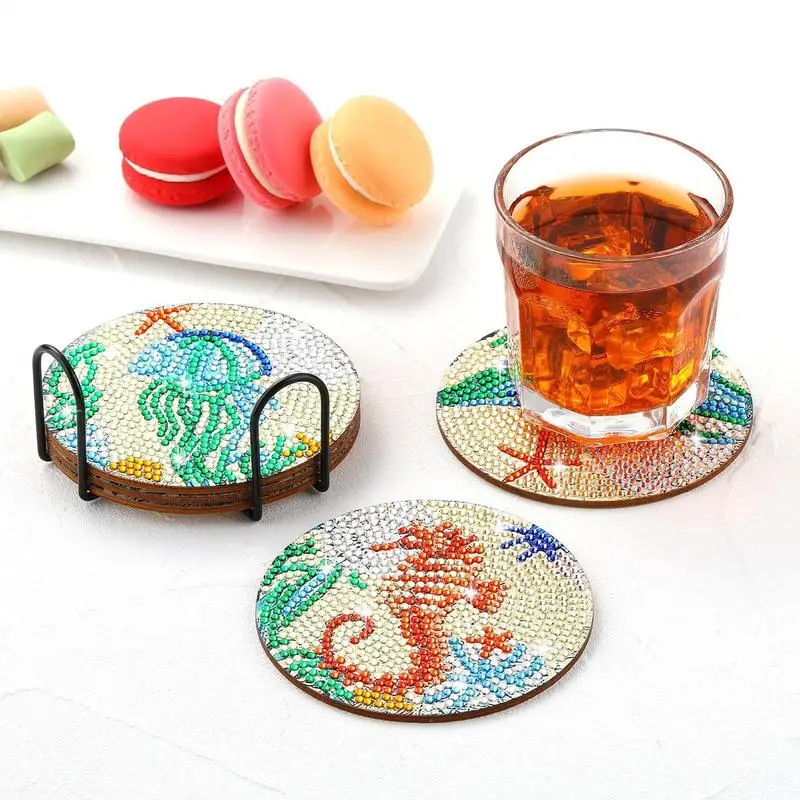 Gem Art Painting Coasters Painting Art Craft Coasters Kits Cup Holder Desktop Decorations Educational Party Favors For Apartment