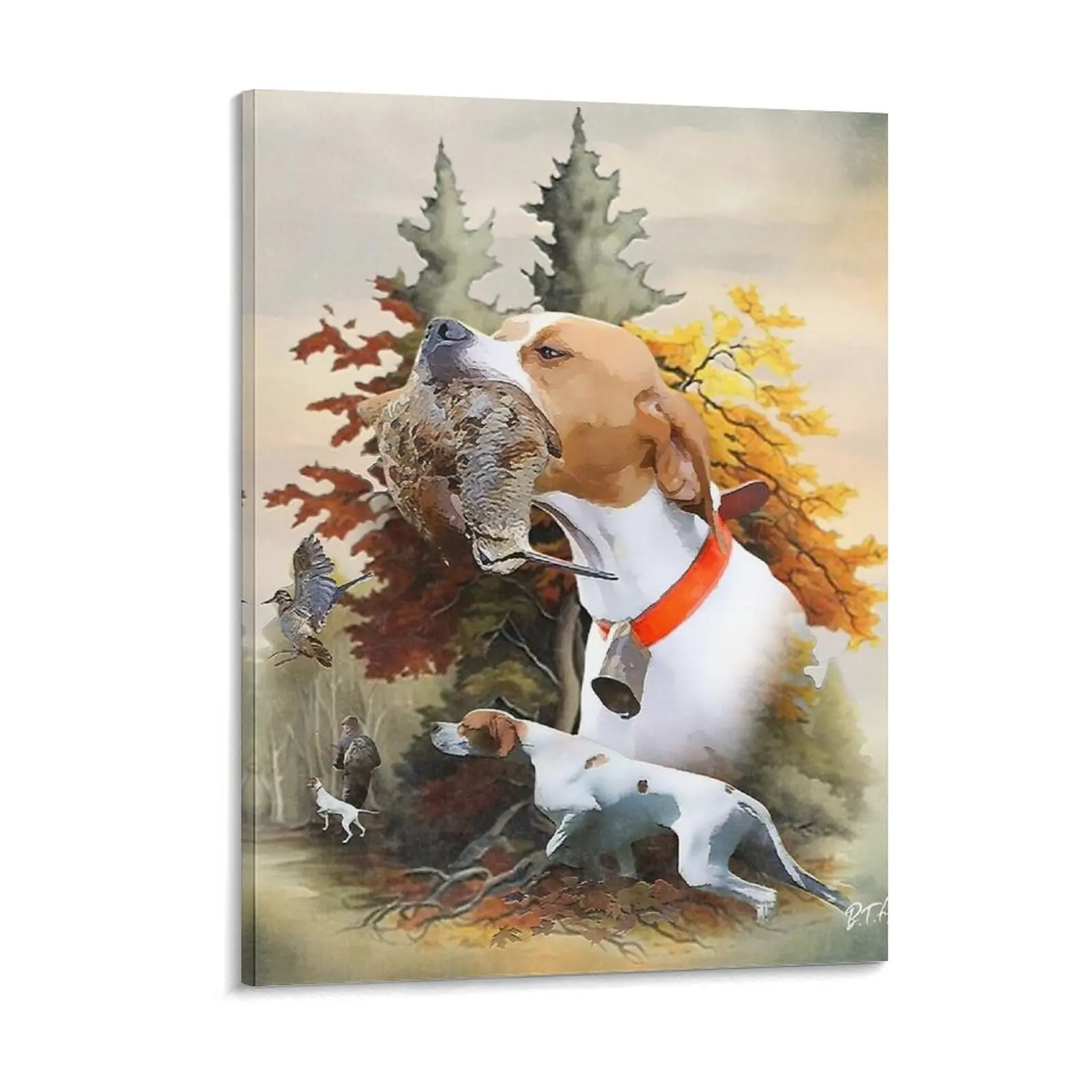 English Pointer Woodcock Hunting Art Canvas Painting Home Garage Bar Garage Designing Framed Wall Painting