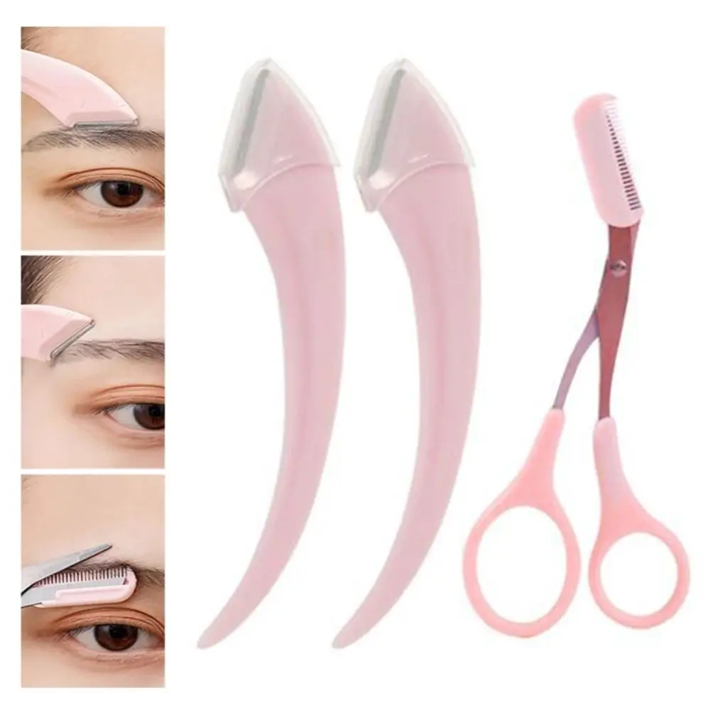 Accessoires Gezicht Scheermes Vrouwelijke Gezichtshaar Verwijdering Make-Up Tools Wenkbrauw Trimmen Wenkbrauw Trimmer Set Wenkbrauw Schaar Met Kam