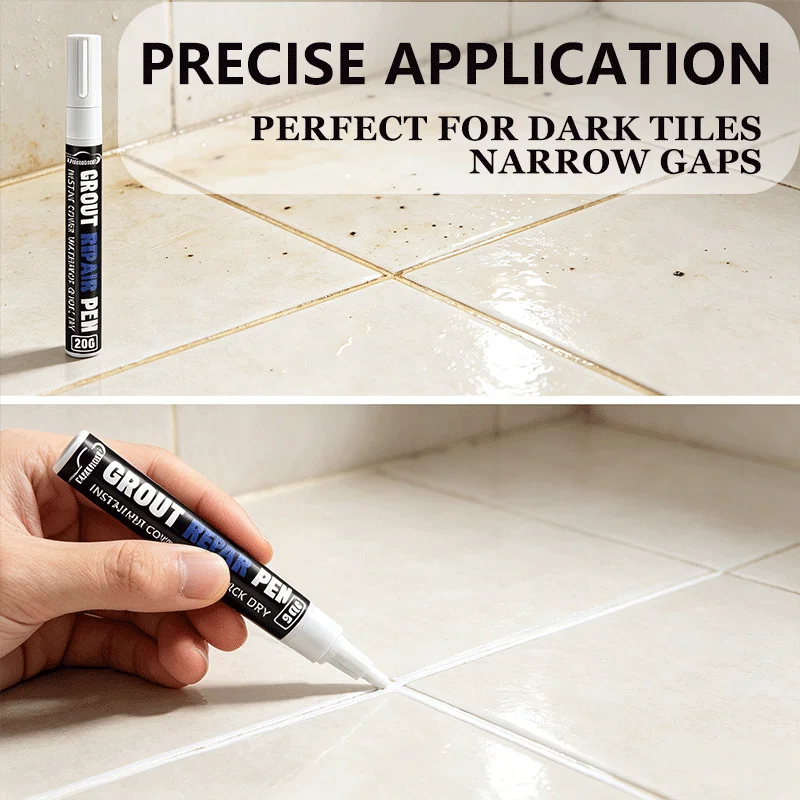 Tile Grout Line Repair Marker Waterproof Anti Mold Fast Drying Grout Restorer Pen for Kitchen Bathroom Floor Wall Tiles