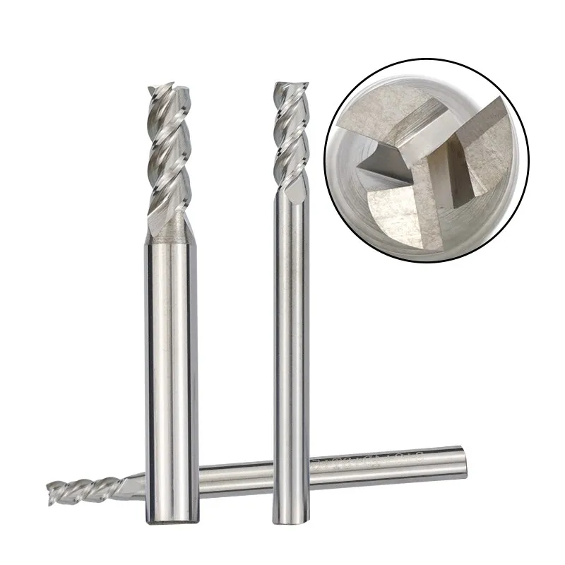 Aluminum Cutter 1-12mm Carbide Milling Cutter HRC 50 3 Flute Spiral End Mill for Metal Milling Tools CNC Machine Router Bit