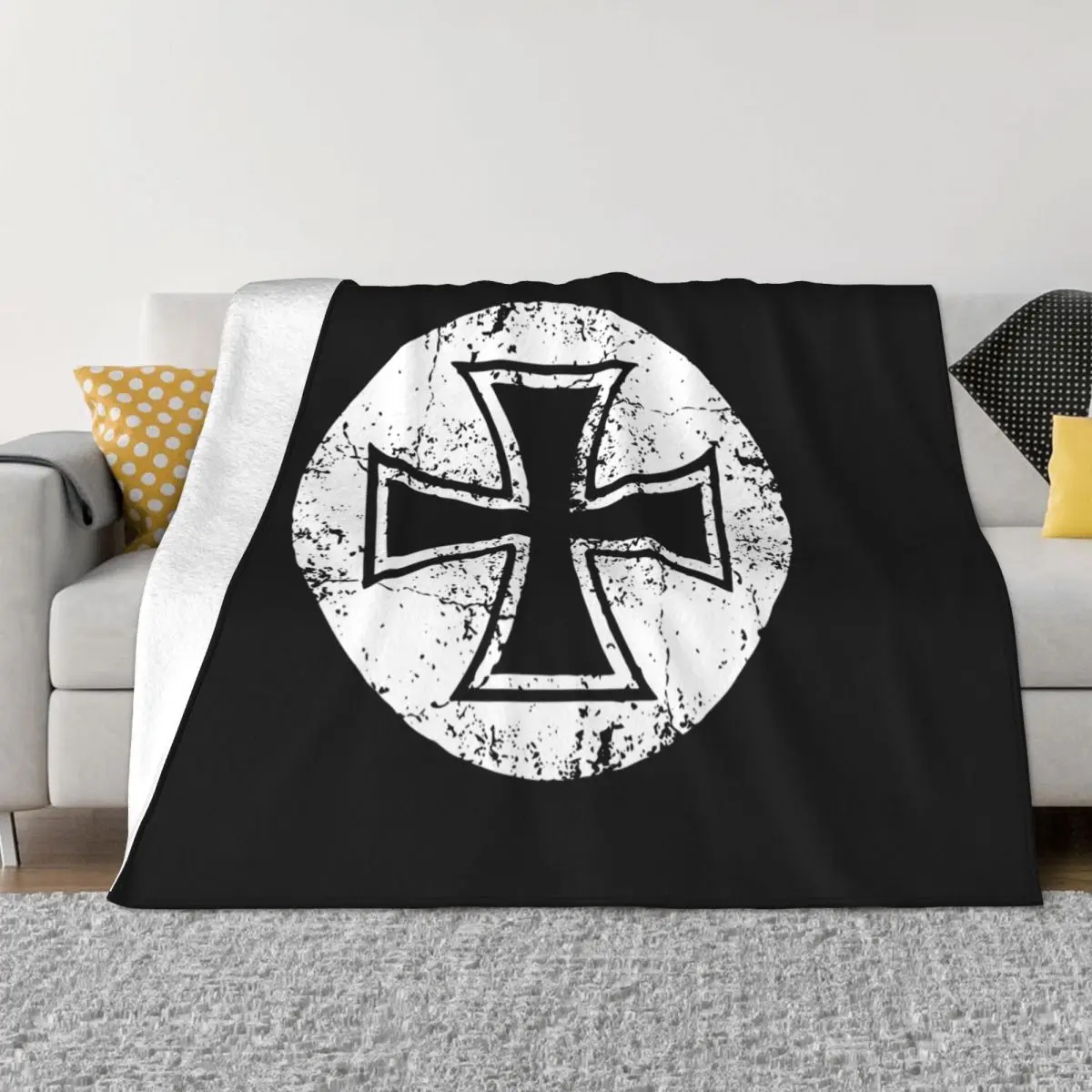 German Iron Cross Templar Knight Blankets Flannel Germany Flag Soft Throw Blanket for Airplane Travel Bed Rug