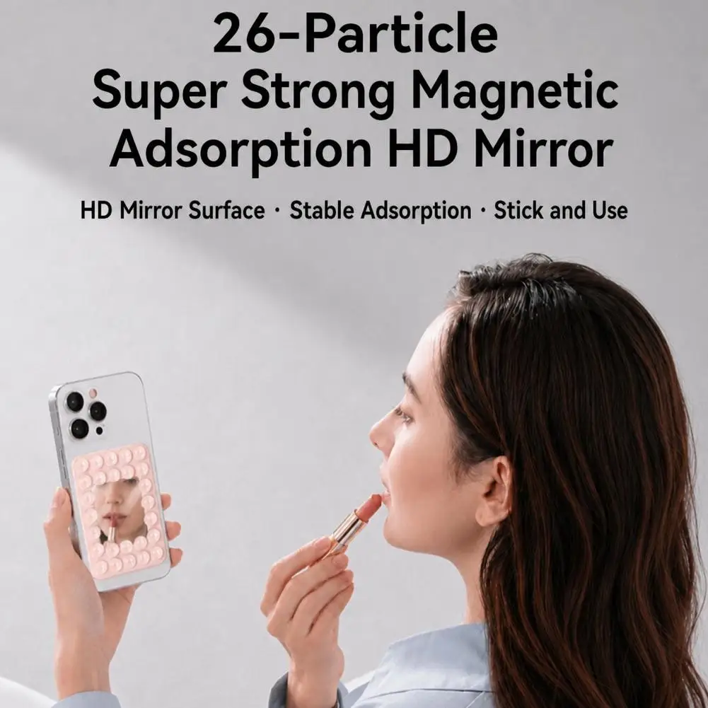 Magnetic Suction Cup Phone Holder with Mirror Square Suction Cups for Hands-Free Wall Stand for Selfies and Video - view 3