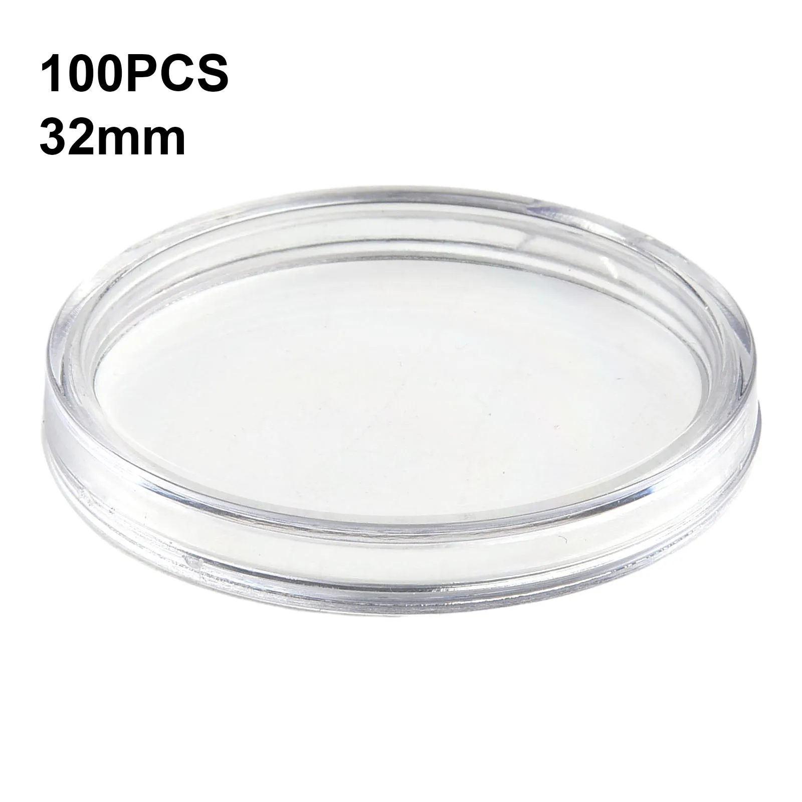 100pcs Clear 32mm Clear Plastic Coin Capsules Coin Holders Protector Cases Round Artware Display Boxes Household Storage Tools