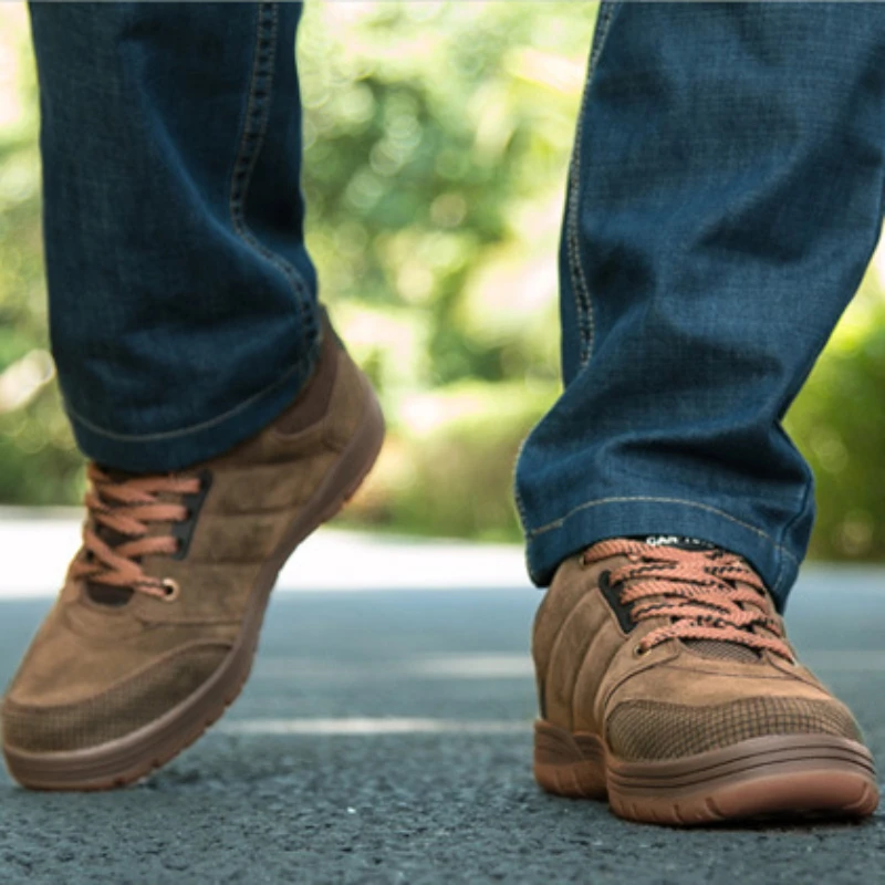 Chaussures de randonnée à lacets en cuir véritable pour hommes, baskets décontractées, résistantes à l'usure, jogging en plein air, nouveau style classique