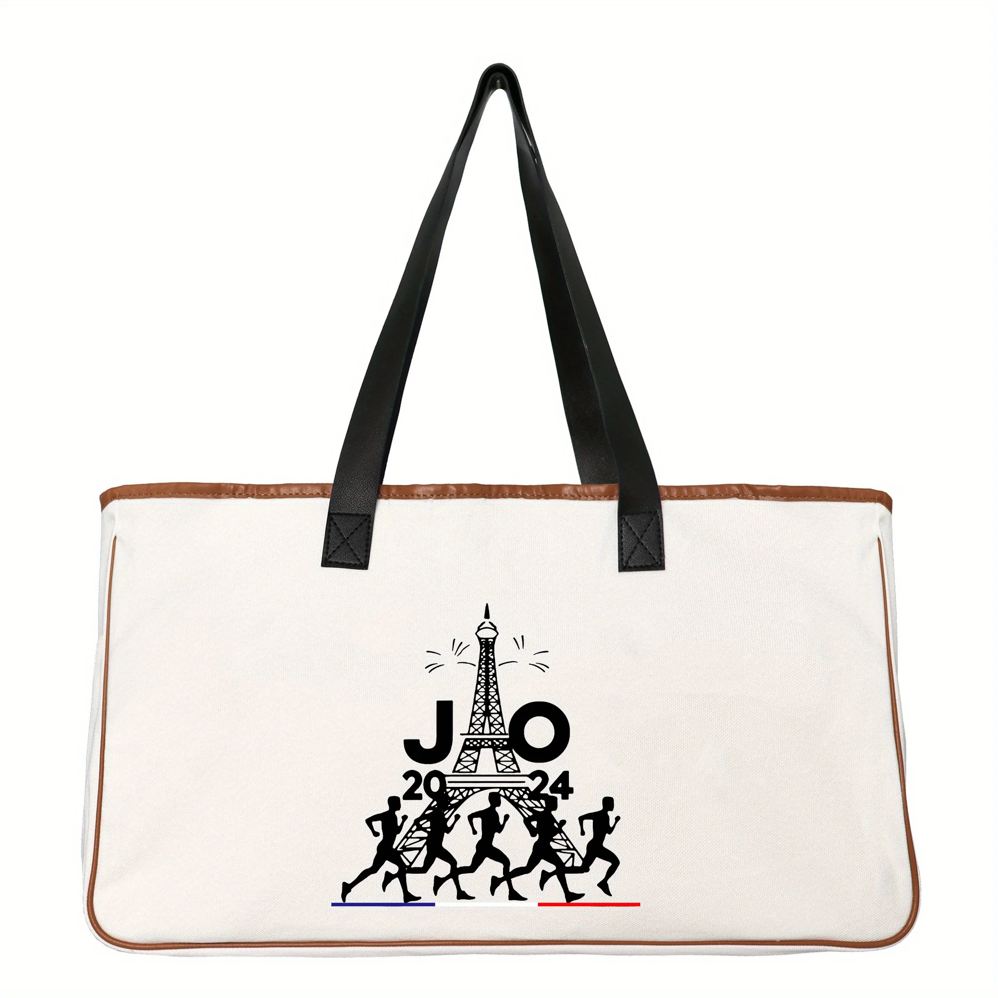 حقيبة حمل مطبوعة من باريس والرياضيين ، حقيبة كتف للشاطئ ، مقتنيات بمظهر تذكاري ، هدية عيد الميلاد