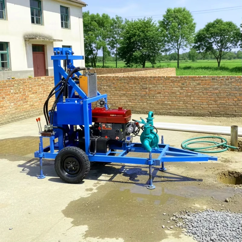 Portable agricultural well water drilling rig, small mini drilling rig, drilling machine for outdoor well water construction