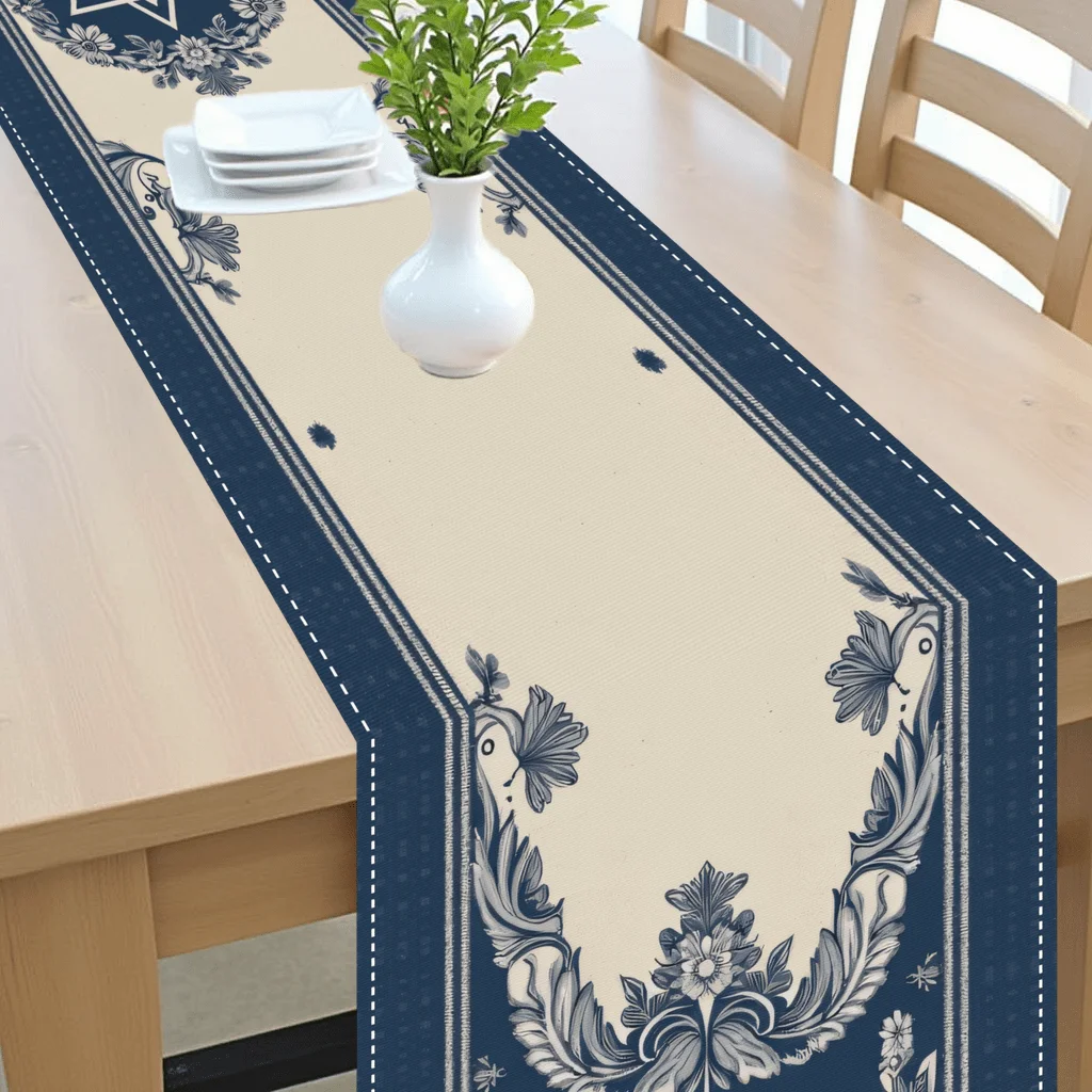 Happy Passover Blue Linen Tabl - đánh giá và giá Linen Table Runner