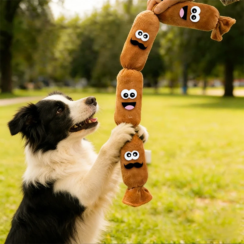 Simulated Dog Sausage Toy Interactive Pet Dog Plush Toy with BB Squeaker Bite-resistant Funny Puppy Self-Play Toy Pet Supplies