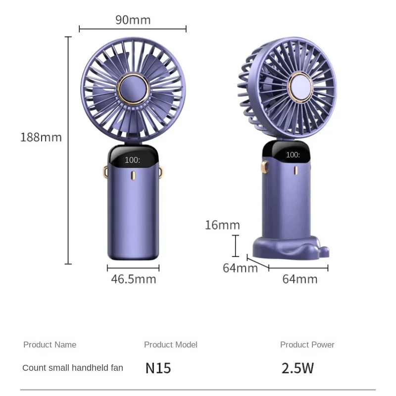 2023 nuovo ventilatore portatile portatile da ufficio Desktop multifunzionale pieghevole A doppia testa piccolo ventilatore elettrico con cordino da collo