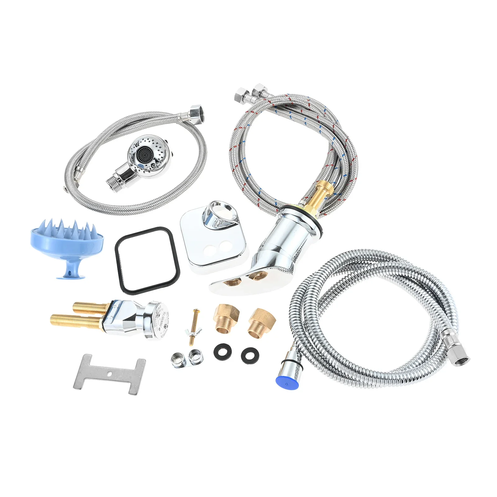 1 Set Shampoo Bowl Faucet Vacuum Breaker Kit with Hair Shampoo Brush, Shampoo Bowl Hose and Sprayer Replacement Part