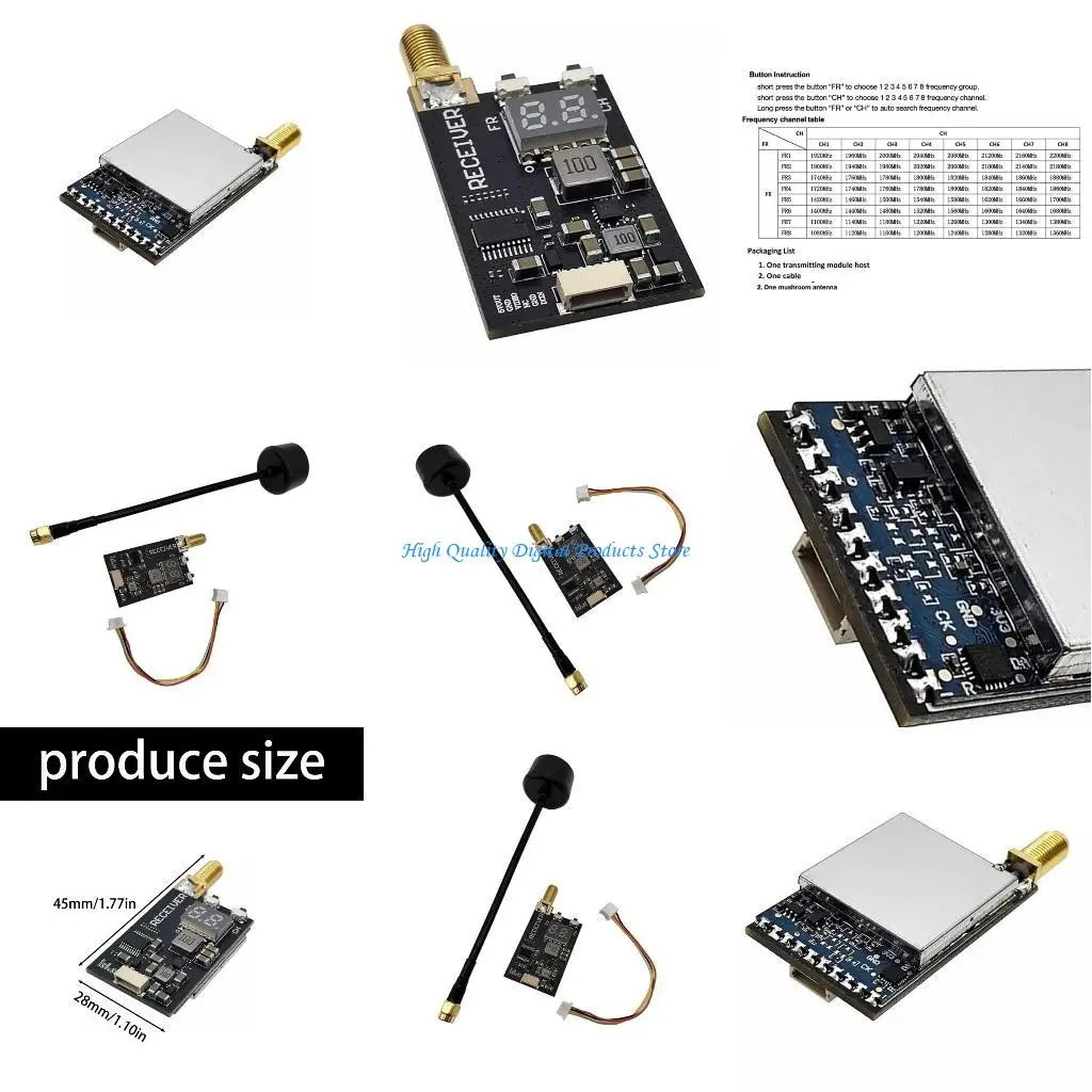 

U2JE Industrial 64CH 1,2G-2,2 ГГц AV-приемник 108 МГц 2200 МГц Стабильная передача