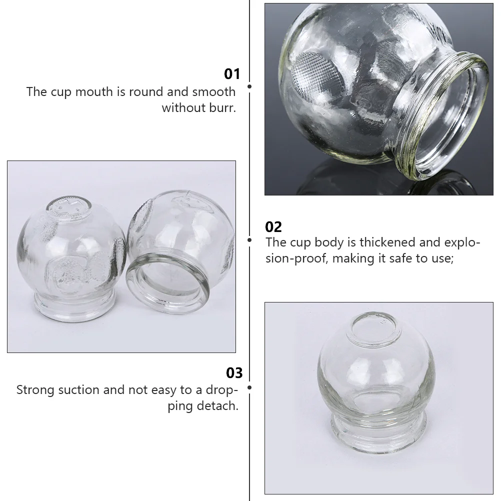 1 conjunto de ventosas de vidro espessadas, aro suave, aderência antiderrapante, forte sucção para terapia de ombro traseiro, kit de tratamento de ventosas