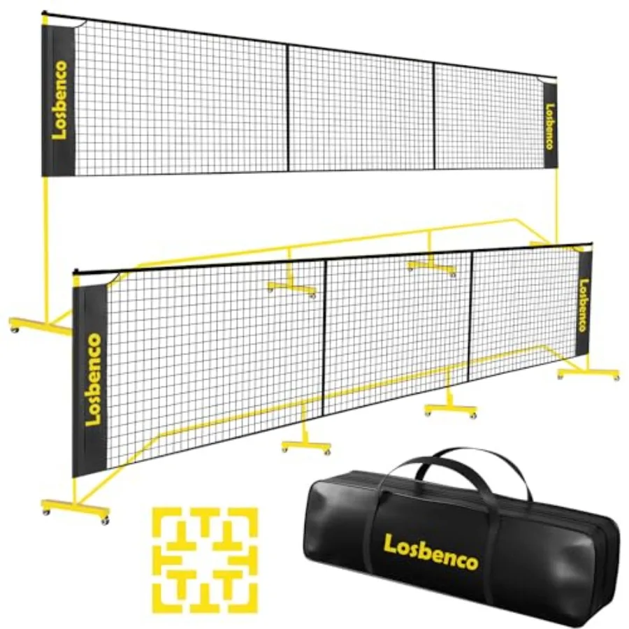 

Backyard outdoor game net for adults and kids: portable pickleball net with wheels 6-in-1 adjustable height metal frame standar