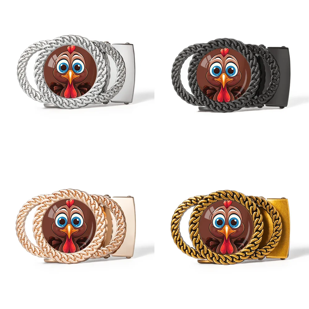 Turkey Head Automatic Ratchet Belt Buckle Fashion Personalized Waist Accessory Thanksgiving Gift for Friends