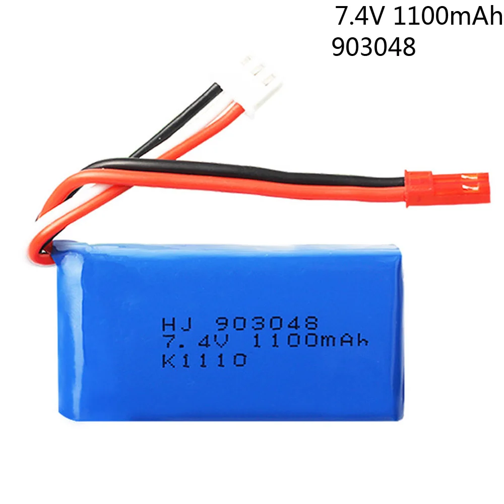 Batteria 7.4V 1100mAh per WLtoys A949 A959 A969 A979 k929 WLtoys V353 aereo batteria Li-Po telecomando auto 903048 JST PLUG