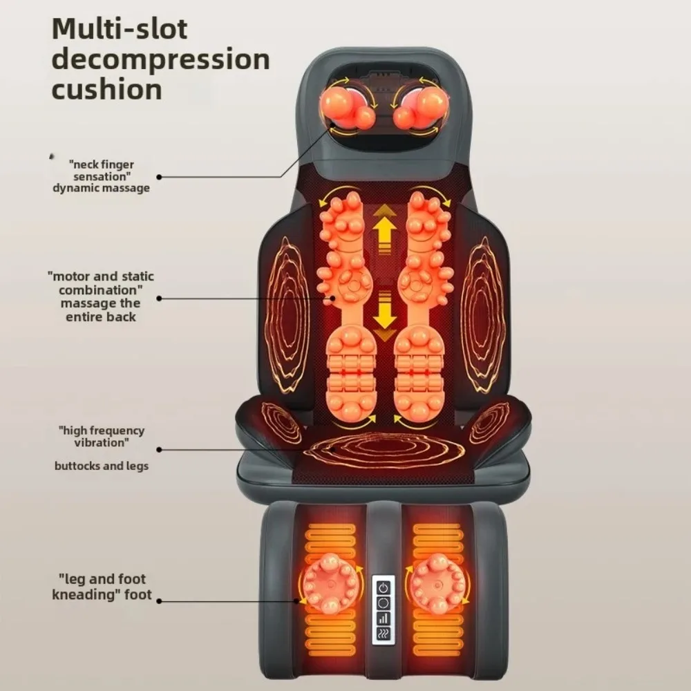 6 in 1 Folding Chair Type Massager Massage Chair Power Full Body Massager Neck Shoulder Rolling Pad Waist Back Cervical Spine Cu