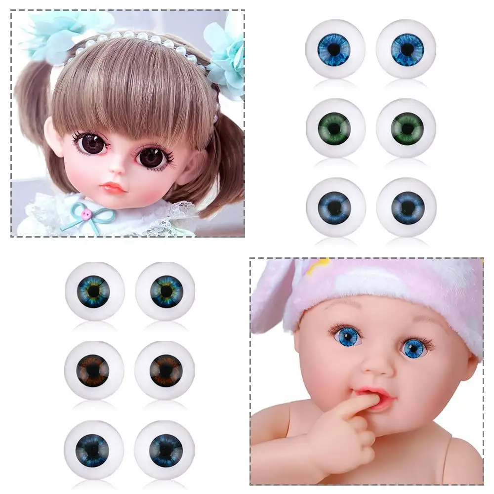 Ojos de muñecas realistas para bebés, accesorio de 20 pulgadas, medio redondo, hueco, azul, marrón, negro, divertido, 1 par