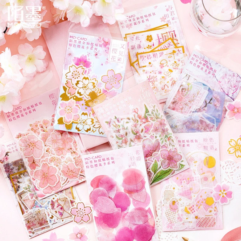 Adesivi in carta Washi abbronzanti Pink Cherry Blossom Sakura Season Series Ins Style Handbook confezione di adesivi decorativi