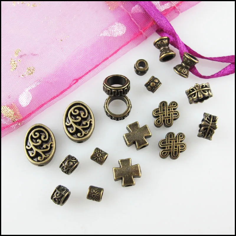 Fashion New Cross Oval Chinese Knot Star Cross Charms Spacer Bar Beads Antiqued Bronze Plated