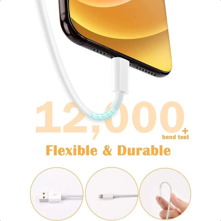 4 عبوات [معتمدة من Apple MFi] كابلات شحن Apple بطول 6 أقدام لشواحن iPhone سلك شحن سريع لهاتف iPhone 12 11 11P
