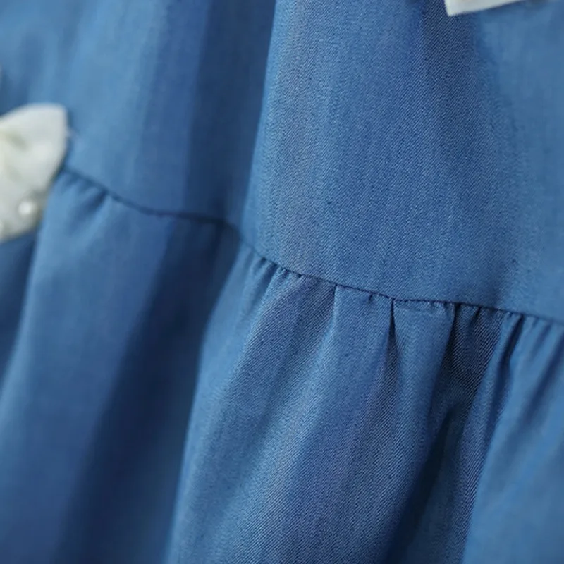 Girls Dress Fashion Denim Dresses for Kids Summer Spring Short-sleeve A-line Dress Children Baby Clothes