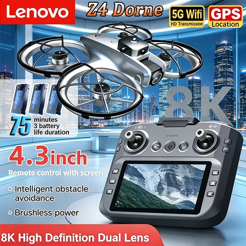 Lenovo Z4 Mini Drone 4K HDCamera Aerial Photography Brushless Motor Optical Flow Positioning Large Screen Rc Quadcopter Toy Gift