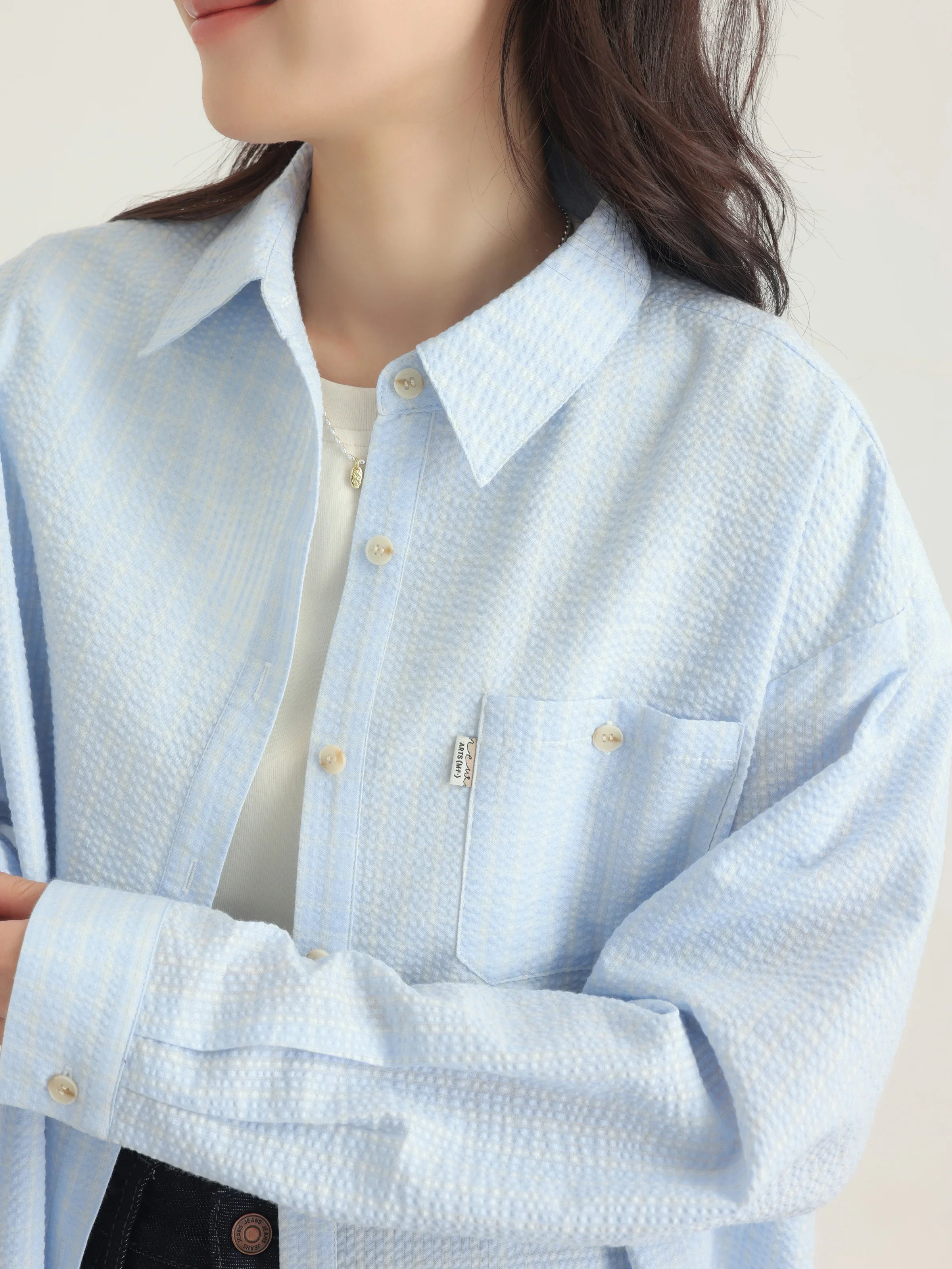 Women Vintage Plaid Loose Fit Drop Shoulder Shirt Casual Relaxed Spring Layered Button-Up Blouse Stylish Oversized Style Top