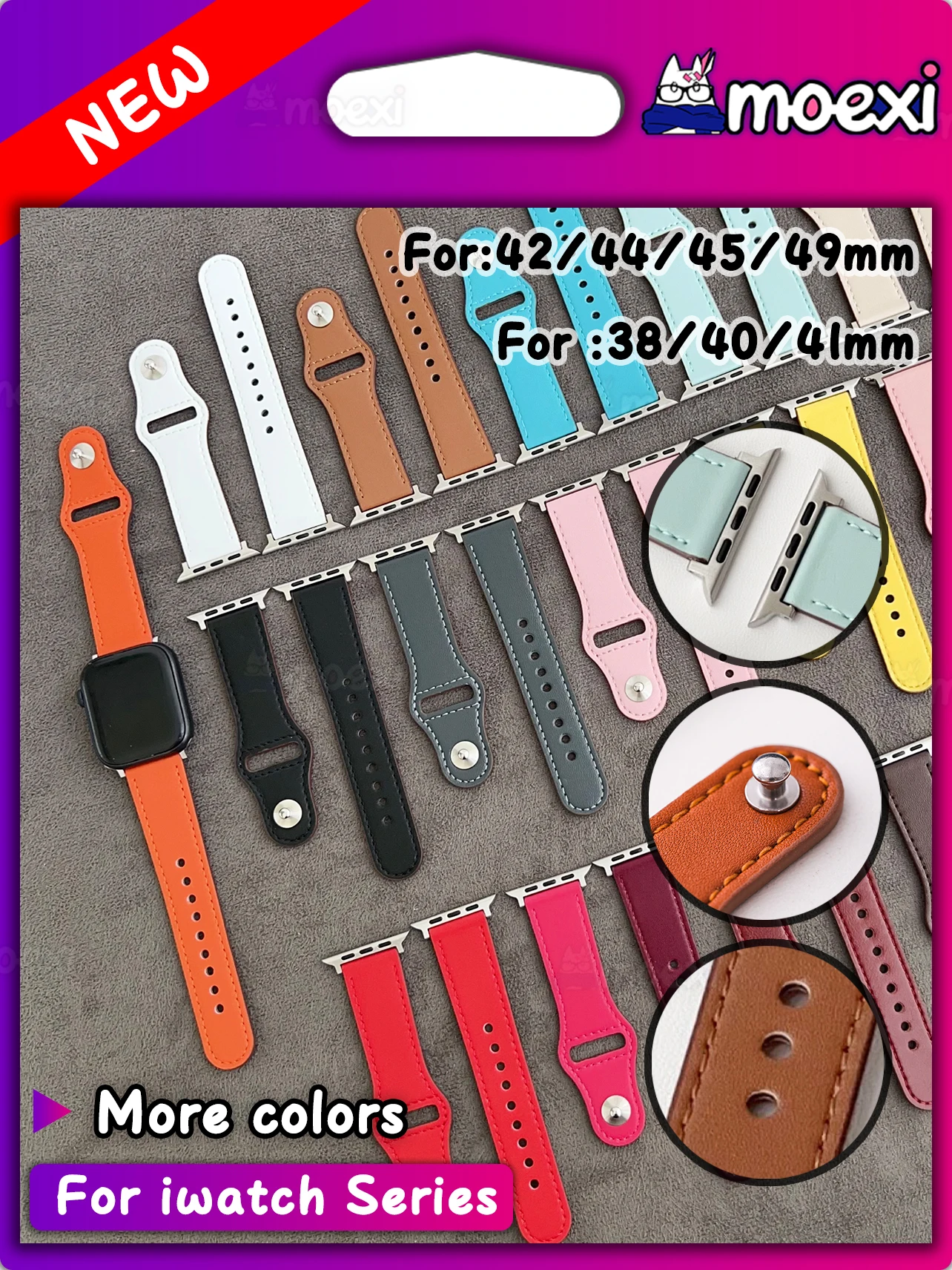 Leather watch strap for iwatch HK10 HK9 Pro Max band 44/45/42/38mm49mm JS Hello3 Plus DT70+ HK8 Pro Max H12 Ultra DT8 S9 SE Band