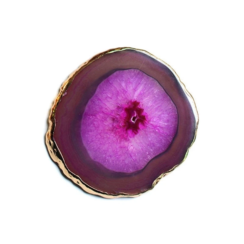 Single Piece Stone Drink Pad Round Cup Rest with Mineral Look for Coffee Table, Tea Corner and Everyday Desk Use JOMD