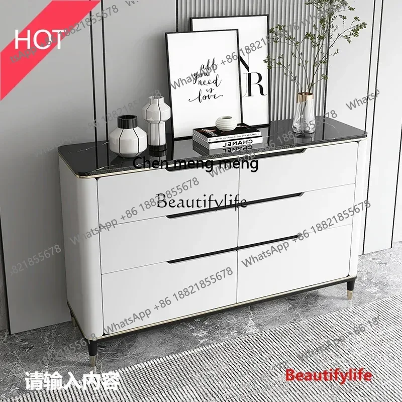 

style NEW Hotel Italian marble porch cabinet light luxury modern dining side cabinet against the wall ss 8617