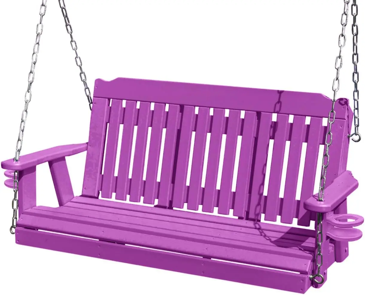 

Plastic Lumber Swing with Cupholders 3-Person 5 FT, Premium Colors, 800 lbs Capacity, Premium HD