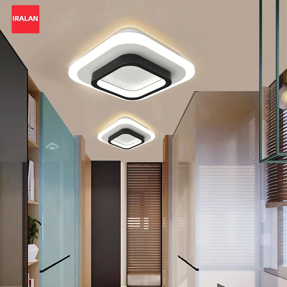 

IRALAN Small LED Ceiling Lamp Lustre Modern Square Ceiling Chandelier Bedroom Light aisle Dining Room 3color Ceiling Light