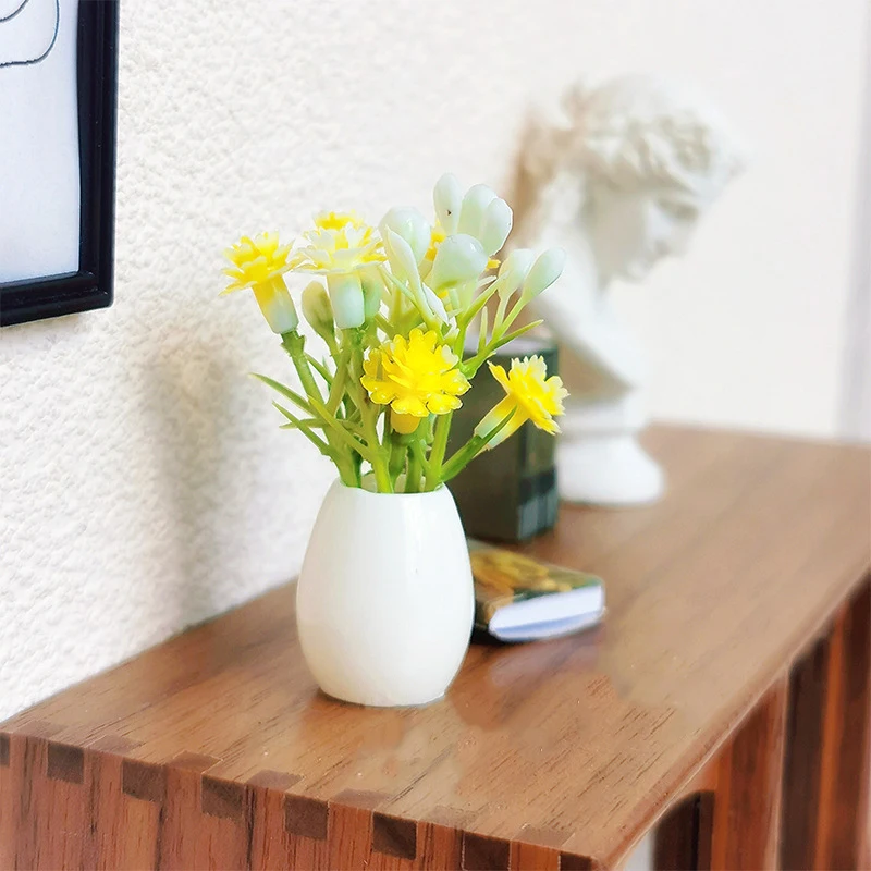 1Pc Dollhouse Bouquet Potted Plants Model Mini Simulation Micro Landscape Doll House Garden Flower Bonsai Decor Accessories