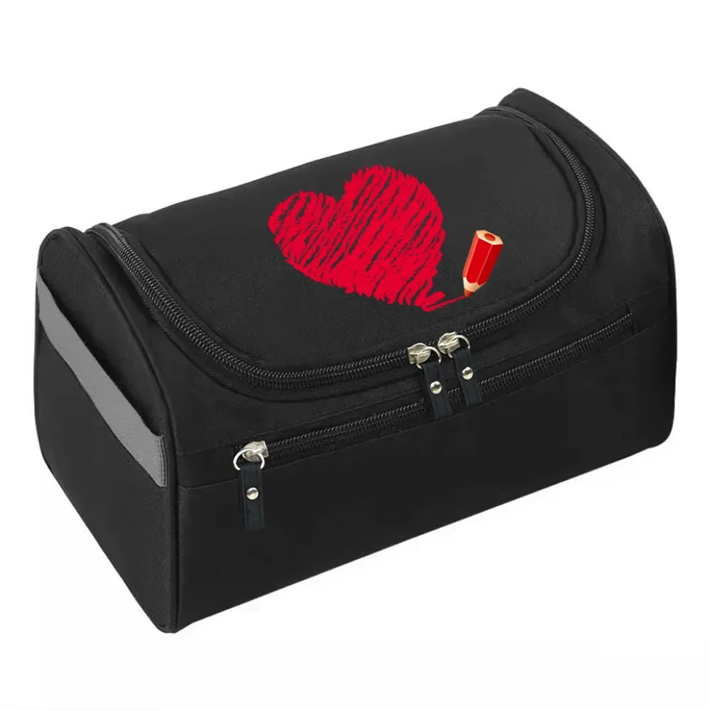 Men Makeup Bag Functional Hanging Travel Toiletries Organizer Storage Pouch Make Up Case Love Pattern Beauty Cosmetic Bag