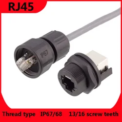 Waterproof RJ45 Connector CAT5e CAT6a 100 Gigabit IP67/68 Board Front Board Rear Installation Plug Structure Stable Long Life