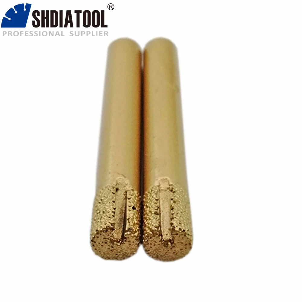 SHDIATOOL – cylindre à extrémité plate, 2 pièces 8/10mm x 60mm, mèches/outil de gravure sur pierre, outils de sculpture sur pierre, fraises