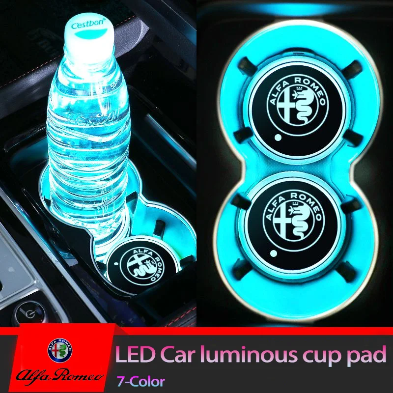 Soporte para vasos LED luminoso para coche, lámparas de posavasos para Alfa Romeo 4C 159 Spider Giulia Giulietta 156 Tonale Mito 147 8C GT 166